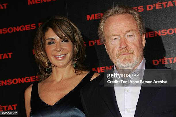 Director Ridley Scott and wife Giannina Facio attend the Paris Premiere of "Body Of Lies" at the Gaumont Marignan Theatre on November 3, 2008 in...