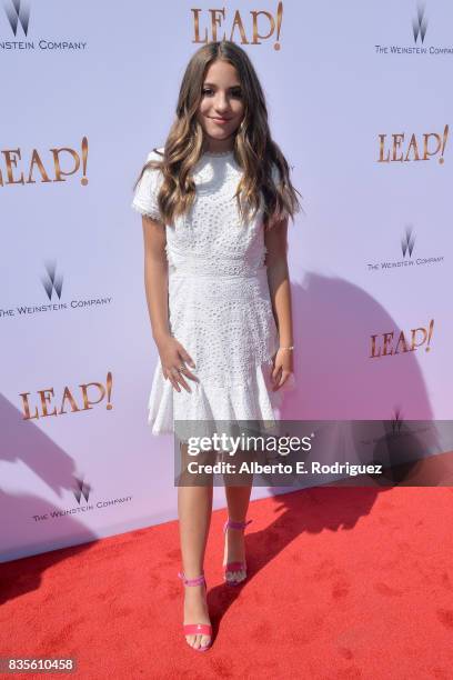 Dancer Mackenzie Ziegler attends the premiere of The Weinstein Company's "Leap" at the Pacific Theatres at The Grove on August 19, 2017 in Los...