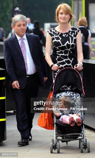 Candidate for Speaker of the Commons, John Bercow, arrives with wife Sally and fourteen-month-old daughter, Jemima, ahead of today's vote.