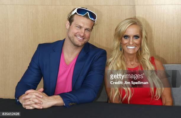 Superstar Dolph Ziggler and Dana Warrior attend the WWE Superstars Surprise Make-A-Wish Families at One World Observatory on August 19, 2017 in New...
