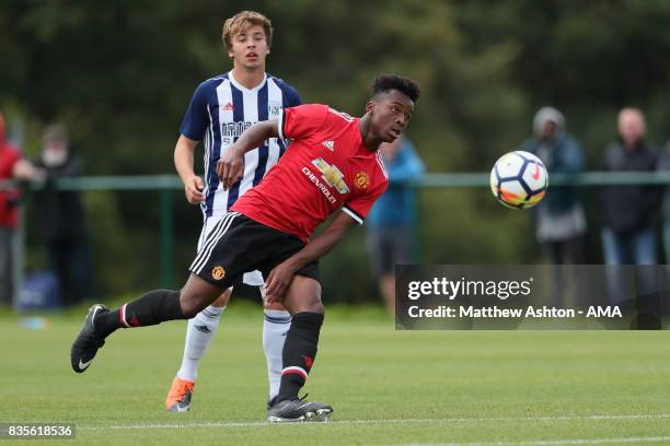 Ethan Laird of Manchester United during the U18 Premier League match between West Bromwich Albion and Manchester United on August 19, 2017 in West...