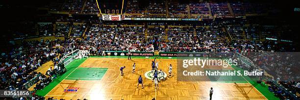 General view of the Boston Garden during the opening tip-off for Game Four of the 1995 NBA Eastern Conference Quarterfinals between the Orland Magic...