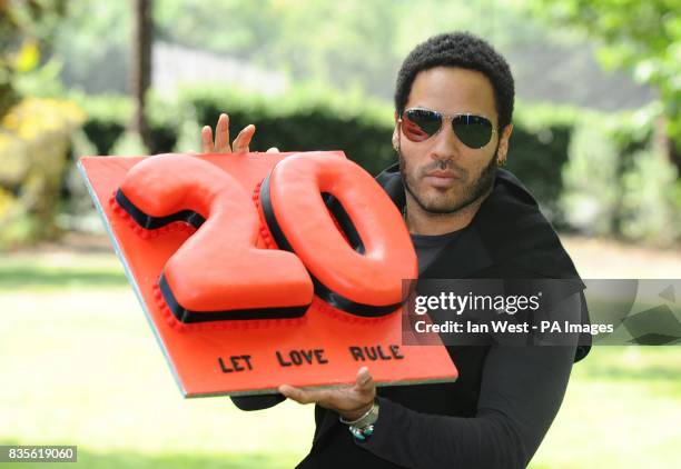 Lenny Kravitz, who is celebrating 20 years in the music industry, is seen at a photocall to launch his new Let Love Rule tour, at the Cadogan Hotel...