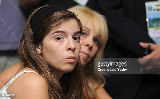 Maradona's daughter Dalma and Maradona's ex wife Claudia Villafane attend the press conference where Diego Maradona was presented as new Argentina's...