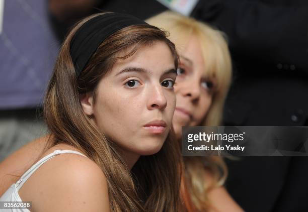 Maradona's daughter Dalma and Maradona's ex wife Claudia Villafane attend the press conference where Diego Maradona was presented as new Argentina's...