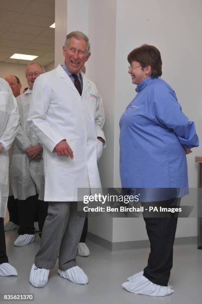 The Prince of Wales talks with Mari Smith , who he met in March 1983 in Cardiff, during a tour of the Ortho-Clinical Diagnostics Plant at Pencoed,...