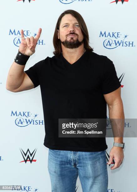 Superstar A.J. Styles attends the WWE Superstars Surprise Make-A-Wish Families at One World Observatory on August 19, 2017 in New York City.