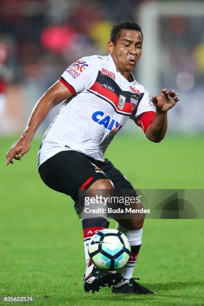 Walter of Atletico GO controls the ball during a match between Flamengo and Atletico GO part of Brasileirao Series A 2017 at Ilha do Urubu Stadium on...