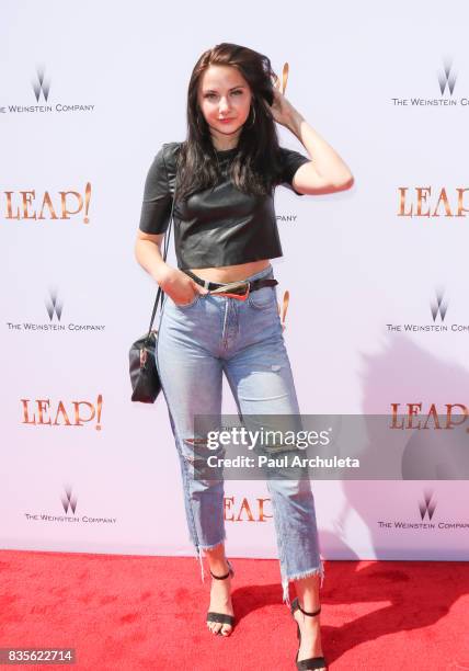 Actress / Singer Rachel Raquel attends the premiere of "Leap!" at the Pacific Theatres at The Grove on August 19, 2017 in Los Angeles, California.