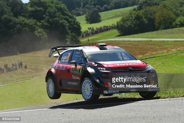 Craig Breen of Ireland and Scott Martin of Great Britain compete in their Citroen Total Abu Dhabi WRT Citroen C3 WRC during Day Two of the WRC...
