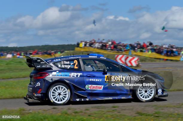 Ott Tanak of Estonia and Martin Jarveoja of Estonia compete in their M-Sport WRT Ford Fiesta WRC during Day Two of the WRC Germany on August 19, 2017...
