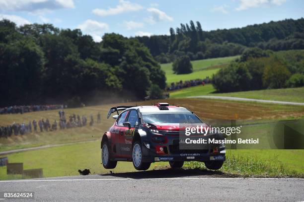 Andreas Mikkelsen of Norway and Anders Jaeger of Norway compete in their Citroen Total Abu Dhabi WRT Citroen C3 WRC during Day Two of the WRC Germany...