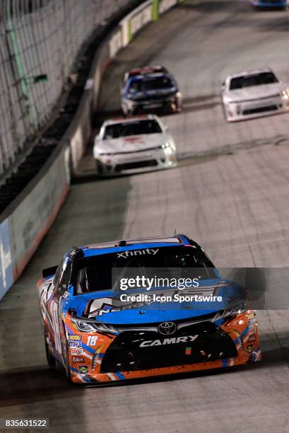 Kyle Busch Joe Gibbs Racing Toyota Camry gaps the field during the Food City 300 on August 18 at the Bristol Motor Speedway in Bristol, Tennessee.