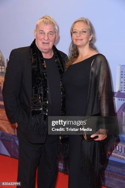 Heinz Hoenig and his girlfriend Gabriele Gabi Lechner attend the GRK Golf Charity Masters evening gala on August 19, 2017 in Leipzig, Germany.