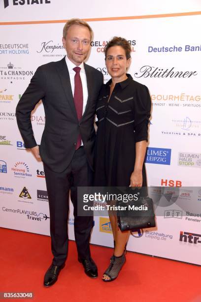 Christian Lindner and his wife Dagmar Rosenfeld-Lindner attend the GRK Golf Charity Masters evening gala on August 19, 2017 in Leipzig, Germany.