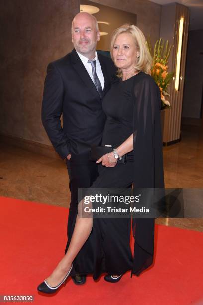 Suzanne von Borsody and her husband Jens Schniedenharn attend the GRK Golf Charity Masters evening gala on August 19, 2017 in Leipzig, Germany.