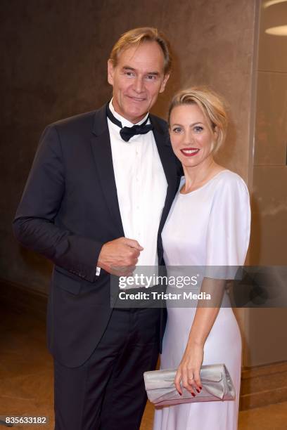 Burkhard Jung and his wife Ayleena Jung attend the GRK Golf Charity Masters evening gala on August 19, 2017 in Leipzig, Germany.