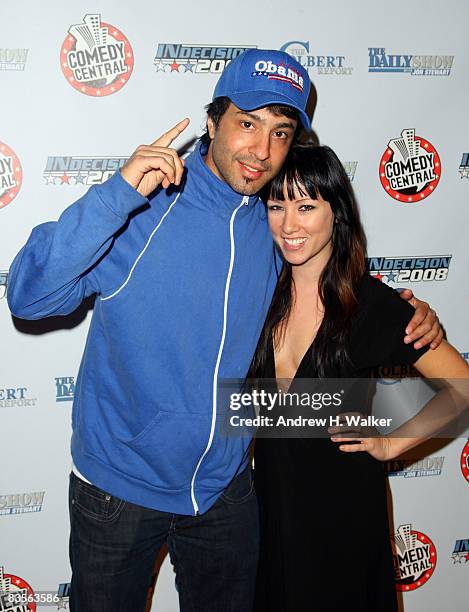 Arj Barker and Lindsay Maghewes Comedy Central's Indecision 2008 Election Night viewing party at The Park on November 4, 2008 in New York City.