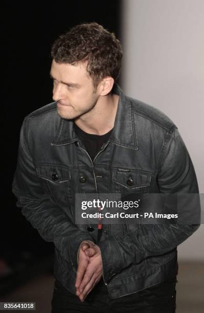 Justin Timberlake at a fashion show marking the launch of his and Trace Ayala's 'William Rast' clothing range at Selfridges in Oxford Street, London.