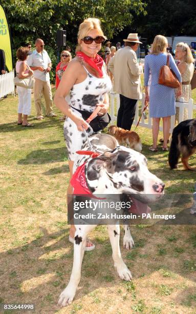 Jilly Johnson with her dog Boris during the Macmillan Dog Day 2009 at the Royal Chelsea Hospital in south west London.