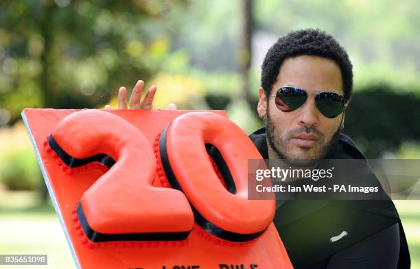 Lenny Kravitz, who is celebrating 20 years in the music industry, is seen at a photocall to launch his new Let Love Rule tour, at the Cadogan Hotel...