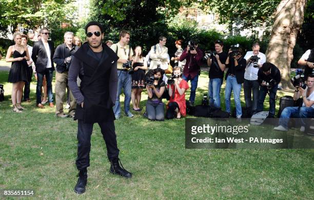 Lenny Kravitz, who is celebrating 20 years in the music industry, is seen at a photocall to launch his new Let Love Rule tour, at the Cadogan Hotel...