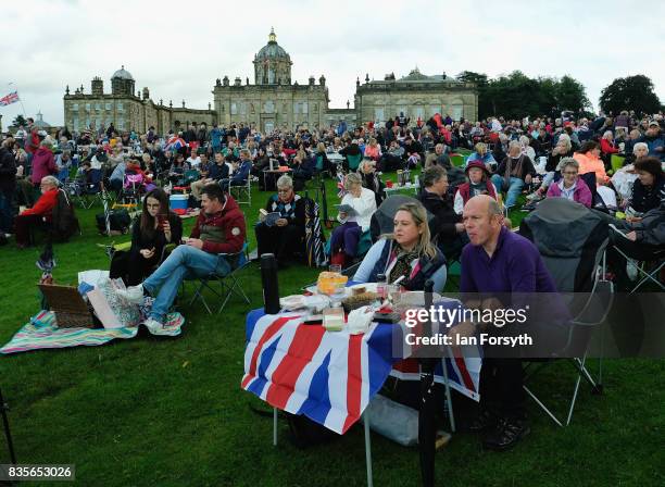 Thousands of spectators attend the annual Castle Howard Proms Spectacular concert held on the grounds of the Castle Howard estate on August 19, 2017...