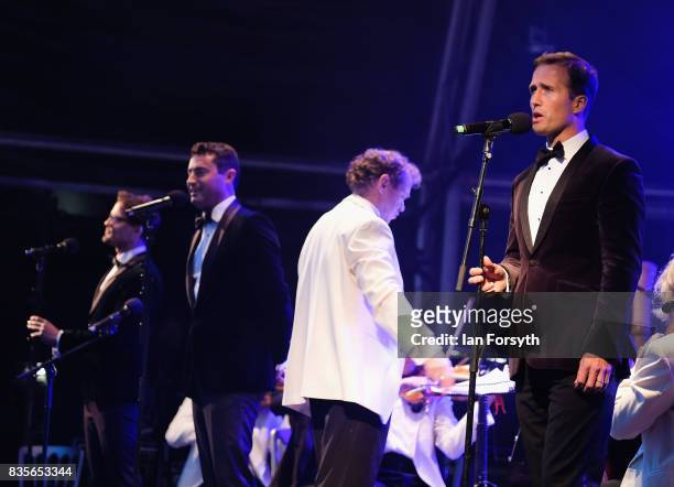 The vocal group Blake perform during the annual Castle Howard Proms Spectacular concert held on the grounds of the Castle Howard estate on August 19,...