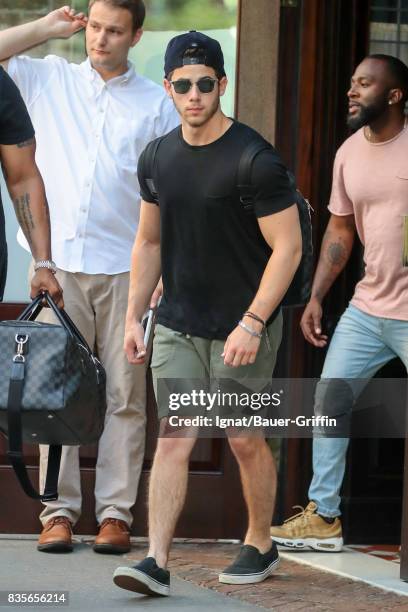 Nick Jonas is seen on August 19, 2017 in New York City.