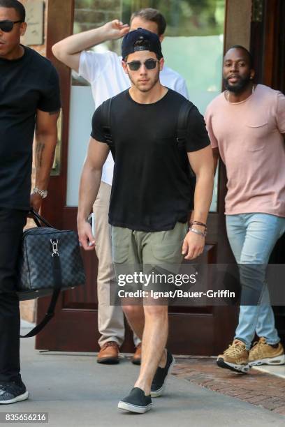 Nick Jonas is seen on August 19, 2017 in New York City.
