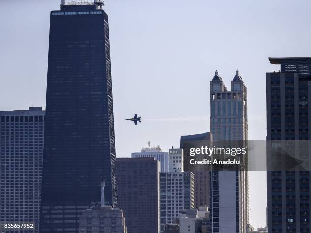 Aircrafts perform during the 59th Chicago Air and Water Show, which is watched by about two million people at North Avenue Beach and around, over...