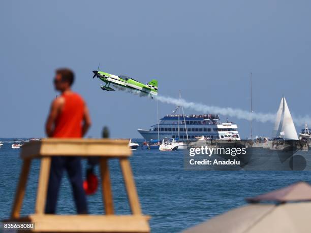 Aircrafts perform during the 59th Chicago Air and Water Show, which is watched by about two million people at North Avenue Beach and around, over...