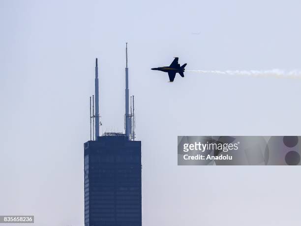 Aircrafts perform during the 59th Chicago Air and Water Show, which is watched by about two million people at North Avenue Beach and around, over...
