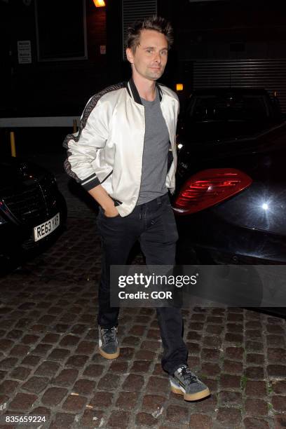 Matt Bellamy arriving at the Chiltern Firehouse on August 19, 2017 in London, England.