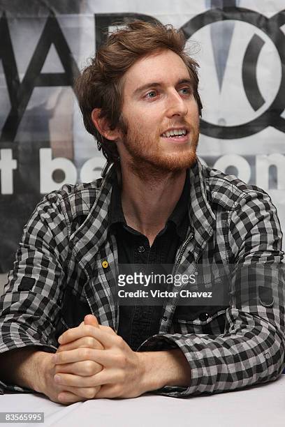 Maroon 5 band member Jesse Carmichael attends a press conference to promote their new album "Call and Response: The Remix Album" and their concert in...
