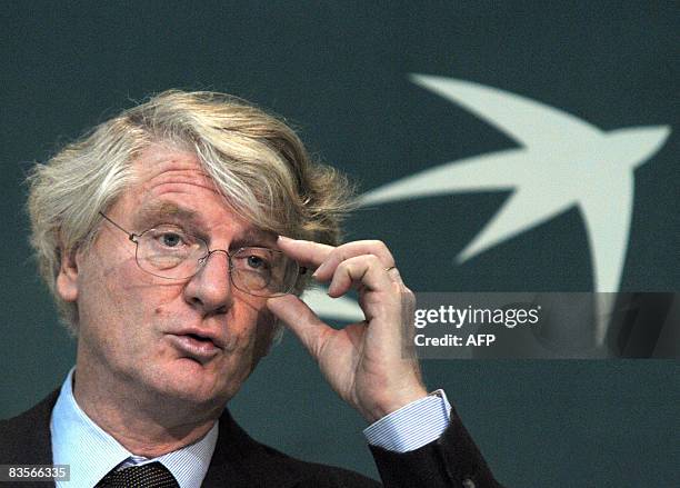 Baudouin Prot, CEO of French banking giant BNP Paribas, speaks during a press conference on November 5, 2008 in Paris, to announce the 2008...