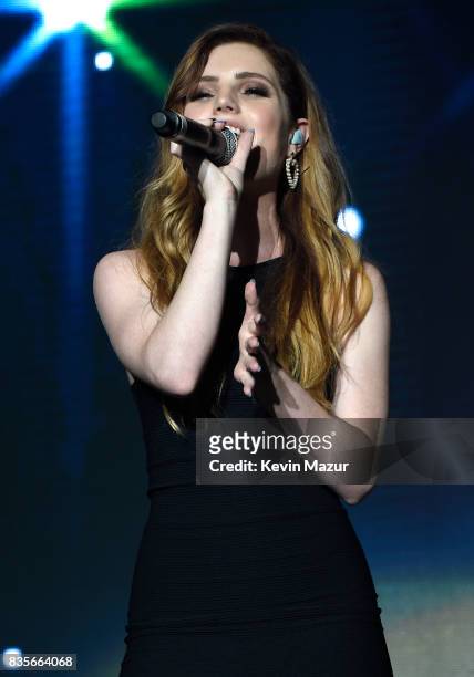 Sydney Sierota performs on stage with Zedd during Day One of 2017 Billboard Hot 100 Festival at Northwell Health at Jones Beach Theater on August 19,...