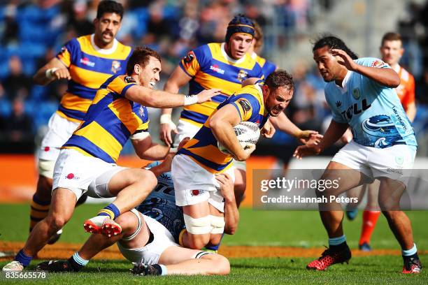 Tyler Ardron of Bay of Plenty charges forward during the round one Mite 10 Cup match between Northland and Bay of Plenty at Toll Stadium on August...