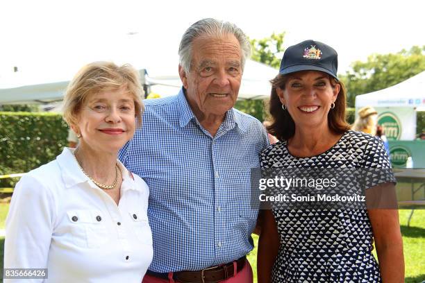 Judith Hope, Mayor Paul F. Rickenbach, and Kathy Hochul attend the 69th Annual Artists and Writers Softball Game at Herrick Park on August 19, 2017...