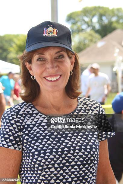 Kathy Hochul, NY Lieutenant Governor, attends the 69th Annual Artists and Writers Softball Game at Herrick Park on August 19, 2017 in East Hampton,...