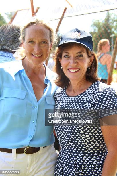 Bridget Fleming and Kathy Hochul attend the 69th Annual Artists and Writers Softball Game at Herrick Park on August 19, 2017 in East Hampton, New...