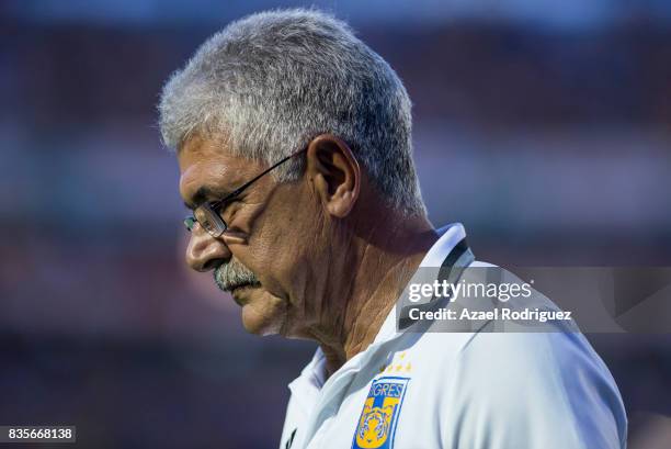 Ricardo 'Tuca' Ferretti, coach of Tigres, gets in the field during the 5th round match between Tigres and Pumas as part of the Torneo Apertura 2017...