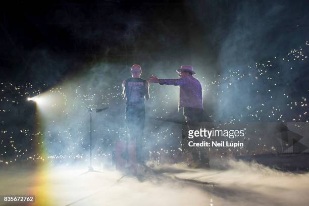 Matt Goss and Luke Goss of Bros perform at The O2 Arena on August 19, 2017 in London, England.