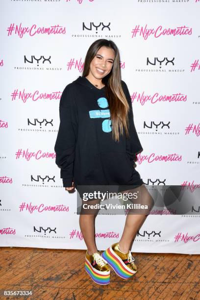Adelaine Morin at the 2017 NYX Professional Makeup FACE Awards Expo at The Shrine Auditorium on August 19, 2017 in Los Angeles, California.
