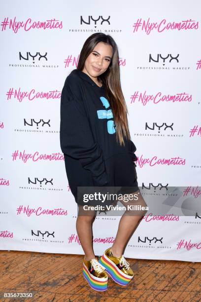 Adelaine Morin at the 2017 NYX Professional Makeup FACE Awards Expo at The Shrine Auditorium on August 19, 2017 in Los Angeles, California.