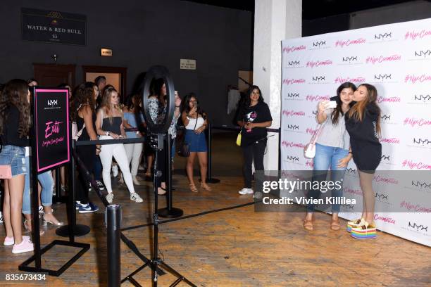 Adelaine Morin and guest at the 2017 NYX Professional Makeup FACE Awards Expo at The Shrine Auditorium on August 19, 2017 in Los Angeles, California.