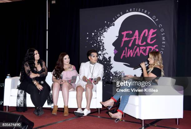 Ourfa Zinali, Jordan Hanz, Henry Vasquez and Kirbie Johnson at the 2017 NYX Professional Makeup FACE Awards Expo at The Shrine Auditorium on August...