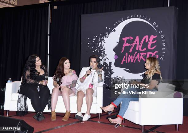 Ourfa Zinali, Jordan Hanz, Henry Vasquez and Kirbie Johnson at the 2017 NYX Professional Makeup FACE Awards Expo at The Shrine Auditorium on August...