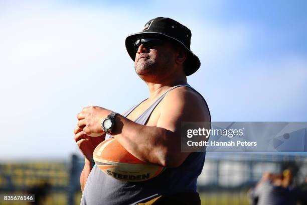 Rugby fan looks on during the round one Mite 10 Cup match between Northland and Bay of Plenty at Toll Stadium on August 20, 2017 in Whangarei, New...