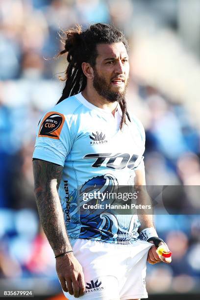 Rene Ranger of Northland looks on during the round one Mite 10 Cup match between Northland and Bay of Plenty at Toll Stadium on August 20, 2017 in...